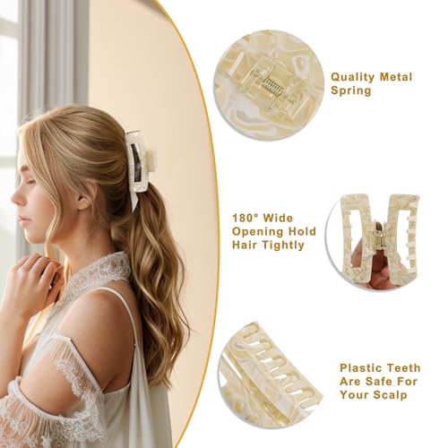 VOCOSTE Hair Caw Clips, Acetic Acid Hair Clips, Tortoise Hair Clips, Large Hair Claw Clips, Hair Barrettes for Women, Beige - color: Beige