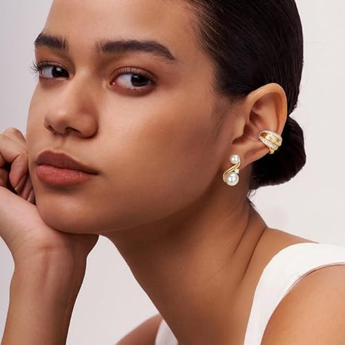 FETTERO Ear Cuff Earrings for Women Non Piercing 14K Gold Plated Ear Cuffs for Non Pierced Ears Clip on Cartilage Earring Ligthweight Fake Earrings | Single - style: Gold Brushed