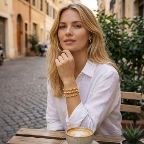 Gold Beaded Cross Bracelet for Women, 14K Plated Adjustable Stackable Dainty Bracelets, Non Tarnish Fashion Jewelry Set Gifts for Women Birthday Friendship - color: Colors-14