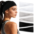 YARIEW 6Pcs Headbands Paisley Bandanas Head Bands Sweat Band Hair Wrap Headwrap Fashion Boho Wide Thick Workout Yoga Elastic Headbands Mens Cooling Running Sports Headband Sweatbands for Women and Men - color: Black, Gray, White