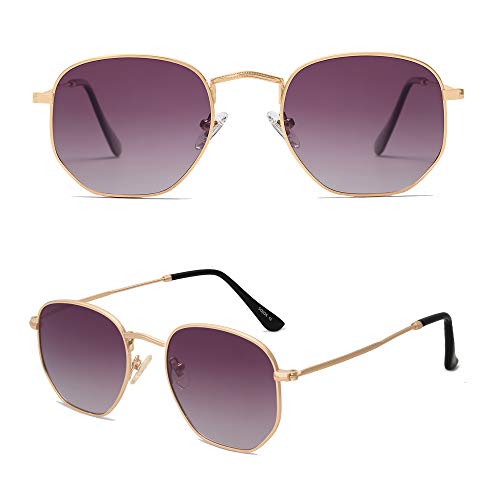 SOJOS Square Polarized Sunglasses for Women Men Small Hexagonal Polygon Shades SJ1072 - color: Purple