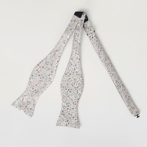 Alizeal Mens 2pcs Classic Floral Pattern Self-tied Bow Tie and Handkerchief Set - color: 045-gray+khaki+brown