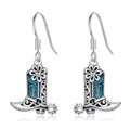 Western Earrings for Women 925 Sterling Silver Turquoise Western Country Dangle Drop Earrings Country Jewelry Gifts for Cowgirl Cowboy - style: Cowboy Boot-A