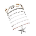 Pingyongchang Bohemian Stackable Shell Beaded Ankle Bracelets for Women Colorful Boho Multi-Layer Seashell Gold Starfish Adjustable Handmade Braid Bracelet Summer Beach Holiday Accessories Gifts - color: Silver