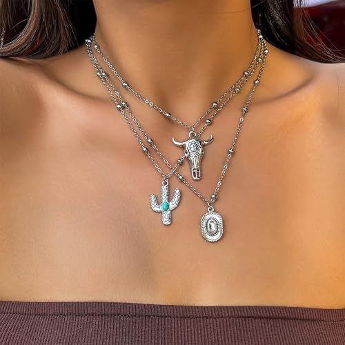 Boho Outfits for Women Boho Necklaces Country Concert Outfits Nashville Western Jewelry Choker Necklaces Long Leather Necklace Western Dress Jewelry Country Cowgirl Accessories Gifts - color: K4