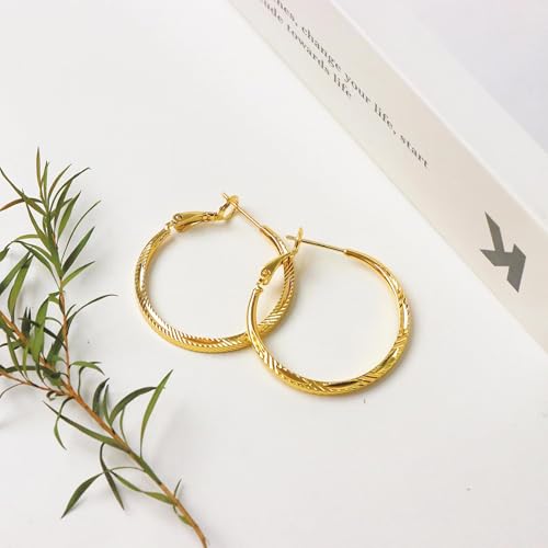 ToHeart Gold Hoop Earrings for Women Twist Hoop Earrings Gold Plated - style: Hoop Earrings F