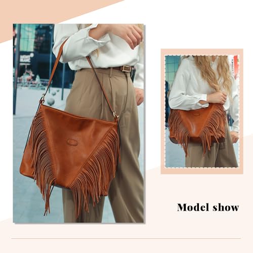 Vintage Fringe Shoulder Bags For Women Tassle Hobo Bags Large Crossbody Fringe Purse | Vintage - color: Brown