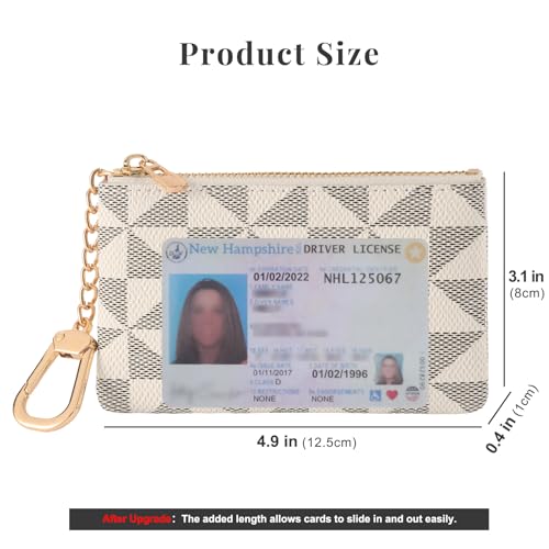 Leather Coin Purse for Women with KeyChain Small Zipper Change Purse coin Pouch Card Holder Wallet Clutch for Women & Men (White) - color: White