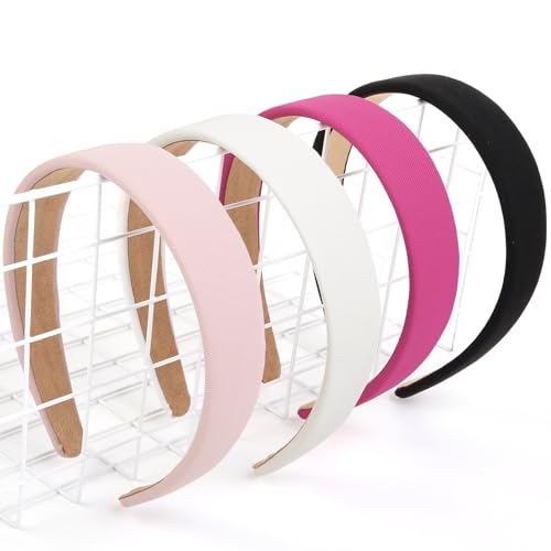 Huachi Headbands for Women Non Slip Trendy Valentine's Day Women's1 inch Wide Cute Headbands for Girls, Pink Head Bands Elastic Hair Bands for Women's Fashion Women Hair Accessories - color: Black, white, light pink, hot pink