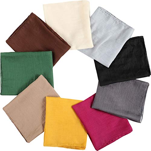 Patelai 9 Pieces Women's Cotton Scarves Lady Light Soft Fashion Solid Scarf Wrap Shawl, Candy Color - color: Plain
