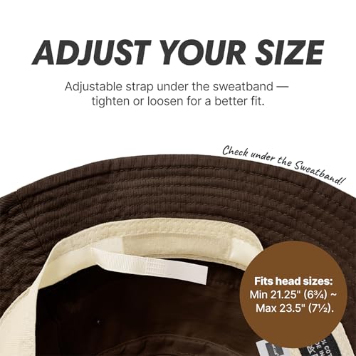 Hot Summer Bucket Hat - Trendy Cotton Sun Hat for Beach, Golf, Fishing - Fun Outdoor Vacation Boonie for Men and Women - color: Coffee