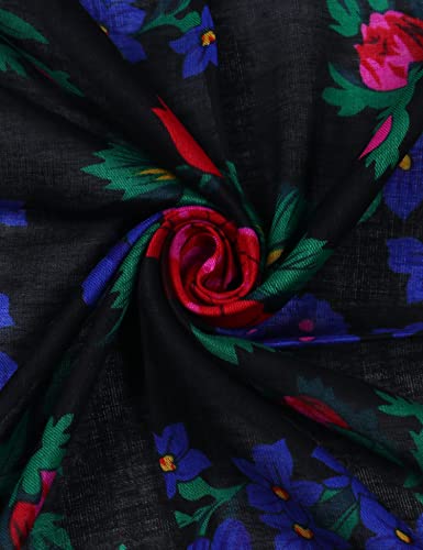 MJ SERECA Acrylic Bandana Printed Hair Scarf Square Ukrainian Head Scarf Floral Babushka Neck Scarf for Women 30"/42"/60" - color: 3 Pack-e 30"