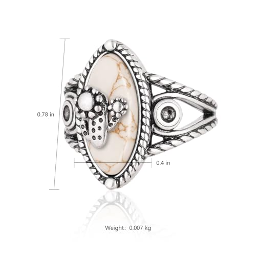 Montana West Wrangler Western Couture's Bohemian Turquoise Cuff Ring for Women Cowgirl Size 7 - color: Silver-White