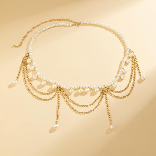 Boho Body Chain Waist Chain Gold Tone Tassel Layered Chain Belt Adjustable Belly Chains Metal Bikini Party Dress - color: Color 6