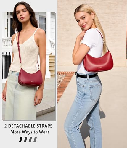 Anti-Theft Shoulder Bag for Women | RFID Crossbody Purse | Lightweight Crescent Hobo Handbag for Travel & Daily Use - color: A-burgundy