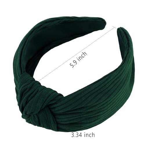 YISSION Wide Knotted Headbands for Women Non Slip Head Band Green Headband Fashion Top Knot Hairband Hair Accessories for Women Girls - color: Green