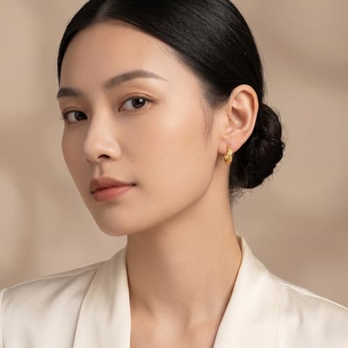 14K Gold Hoop Earrings for Women Hypoallergenic Lightweight Gold Huggie Hoop Earring Jewelry Gift - style: E01-20MM