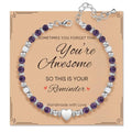 Inspirational Gifts Bracelets for Women: Healing Natural Stone Beaded Bracelets - Mothers Day Birthday Graduation Christmas Gifts for Women Friends Mom Daughter Sister Bestie - color: Amethyst-AWESOME