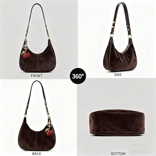 Small Hobo Bags Crescent Shaped Shoulder Bags for Women Mini Cherry Purse Fall Soft Crossbody Handbag 2025 - color: Wy26-96brown