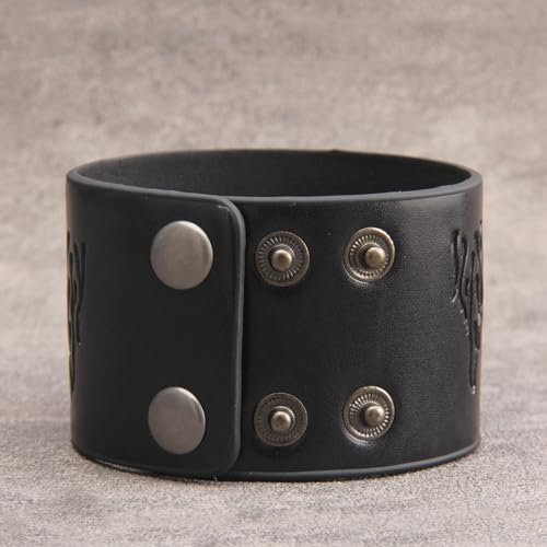 GelConnie Punk Leather Cuff Bracelet Adjustable Straps Wrap Bracelets Arm Armor Cuff Gothic Leather Wristbands for Men, Women - color: MLPB083-Black
