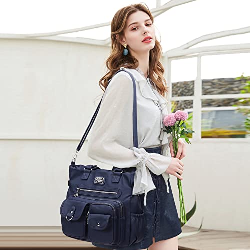 KL928 Large Purses for Women Shoulder Bag Tote Handbags Stylish Vegan Leather Hobo Bags Ladies, A-Black-4 | Large - color: A-blue-2