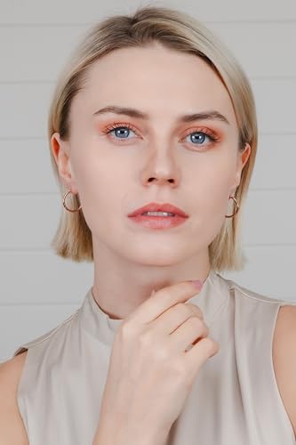 Hoops & Loops 925 Sterling Silver Diamond-Cut Hoop Earrings for Women, 2mm Textured Lightweight Click Top Hoops, 15mm 20mm 25mm 30mm, Silver 14k Yellow Gold & Rose Gold Flash Plated - color: Rose Gold - 20mm (0.78'')