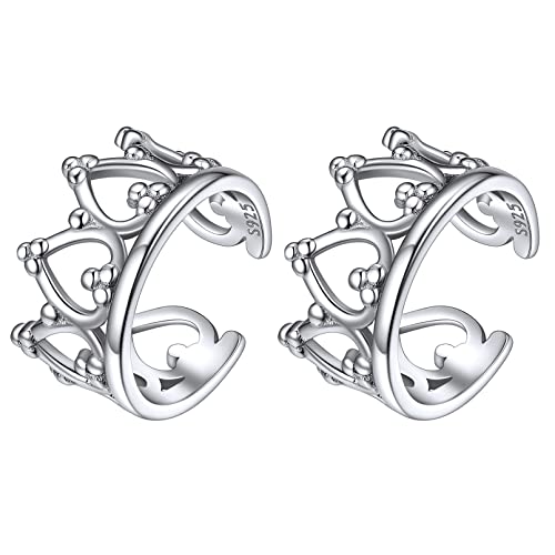 ChicSilver 925 Sterling Silver Ear Cuff Earrings Non Piercing Clip on Cartilage Cuff Earrings for Women - style: I: Crown