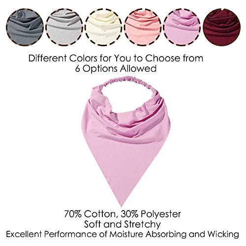 Vercret 6 Pack Hair Scarf Headband for Women Elastic Bandana Head Scarf Large Boho Triangle Kerchief with Clips Non Slip Scarves - color: F Pack Light Color