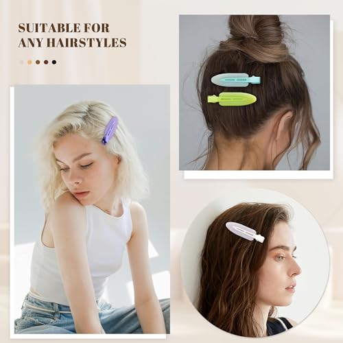 10 Pcs Creaseless No Crease No Bend Flat Hair Clips For Styling Non Slip Makeup Clips For Women Salon Hairstyle,Jelly White Green Neon-Green Blue Purple - color: Jelly White Green Neon-Green Blue Purple
