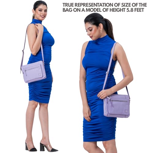 Leather Crossbody Bags for Women Small Soft Genuine Pebbled Sling Shoulder Handbag Crossover Purse with Full Adjustable Strap (Lavender Nappa) - color: Lavender Nappa