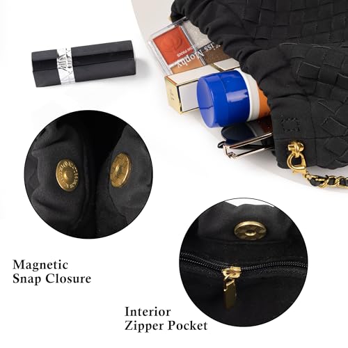 Joryin Woven Women's Crossbody Bag & Evening Purse, Trendy Dumpling Clutch & Hobo Cloud Shoulder Bag Trendy Dumpling Clutch - color: Woven Suede-black