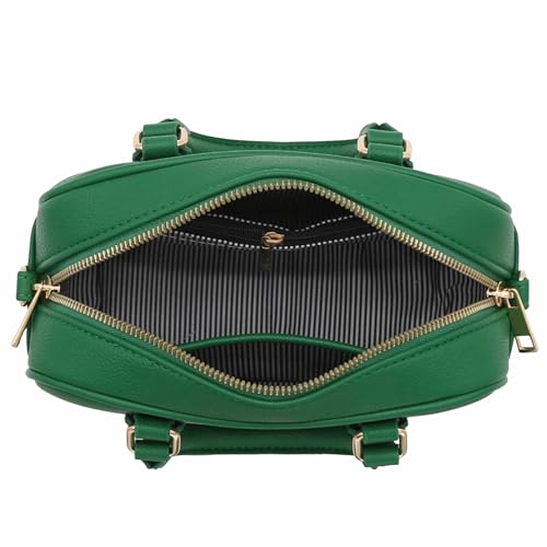 FashionPuzzle Mini PU Leather Satchel Purse Top Handle Crossbody Bag - color: Kelly Green