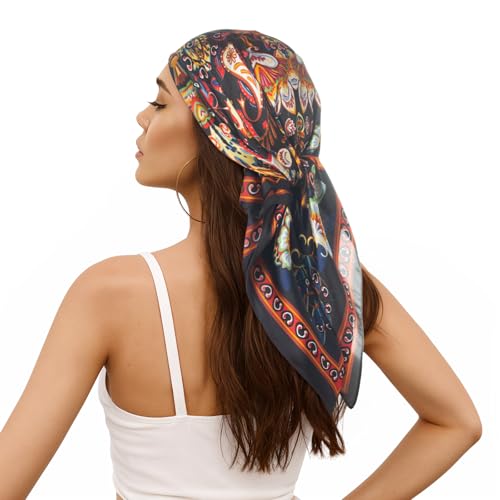 RIIQIICHY Women Head Hair Scarf Like Satin Silk Scarf Sleeping Hair Wrapping Night 27.5" - color: C009