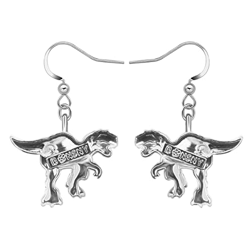 Enamel Alloy Dinosaur Fantasy Dragon Earrings Drop Dangle Unique Animal Jewelry For Women Dragons Gifts - color: Dinosaur Trex Blue