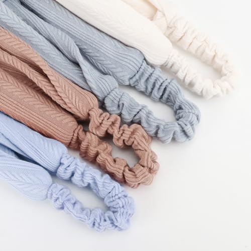 AQOKKA Elastic Knotted Headbands for Women Wheat Pattern Cloth Head Hair Bands for Women's Hair Non Slip Boho Wrap Twisted Hair Accessories - color: 8 Pack Cross Wheat-pattern Elastic Band DD