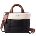 LOVEVOOK Small Tote Bags for Women, Puffer Purse and Handbags, Mini Crossbody Puffy Top Handle Shoulder Satchel Bag - color: Black-beige-brown, size: 11.5 Inch