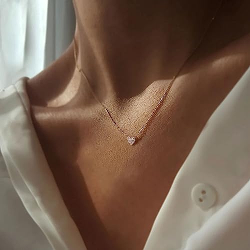 LLWOM Gold Necklace for Women-14k Gold Plated Infinity Necklace Star Of David Necklace Evil Eye Cross Pendants Heart Dainty Gold Necklace For Women - color: Gold, style: 19 Zircon Hearts