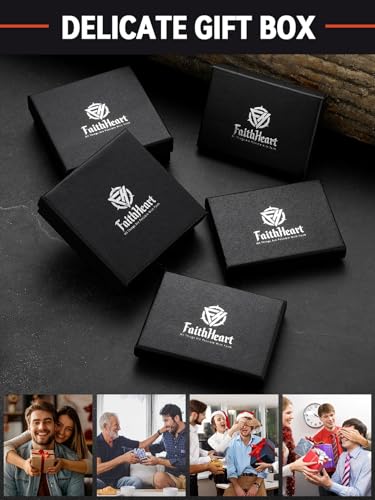 FaithHeart Knights Templar Necklace for Men, Christian Necklace for Men Stainless Steel Pendant Neckalces Christian Gifts with Gift Box - color: 03. Shield-Black