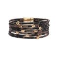 Caiyao Simple Beaded Leather Wrap Bracelets for Women Leopard Print Trendy Layered Stackable Buckle Bohemian Wrist Cuff Bangle Jewelry - color: Deep Brown