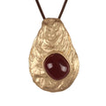 GelConnie Leather Necklace for Women Large Pendant Long Brown Necklace Circle Leather Choker Vintage Sweater Necklace Gold Chunky Boho Necklaces for Women - style: Large Red Stone Necklace