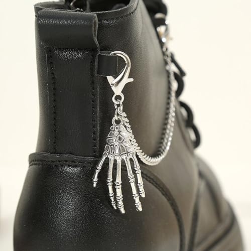 Nojess 2Pcs Punk Goth Shoe Chains Skull Boot chains Skeleton Hand Shoe Charms Shoes Sneakers Martin Boots Accessories Stuff - style: Skeleton Hand Chain