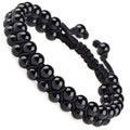 MASSIVE BEADS Double Layer Natural Chakra Healing Power Crystals Macrame Bracelet Yoga Stone Beads Gemstone Meditation Relax Anxiety Bangle for Unisex Women Men - color: Black Onyx, size: 6mm