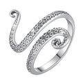 PARCOM Adjustable Women Stackable Ring, 925 Sterling Silver Open Rings - Trendy Eternity Cubic Zirconia Stackable Band Engagement Promise Ring for Her, Hypoallergenic Non Tarnish Nature Bird Floral Thumb Rings - color: Octopus Tentacle