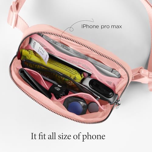 ODODOS Unisex Mini Belt Bag with Adjustable Strap Small Fanny Pack for Workout Running Traveling Hiking, Light Pink - color: Light Pink