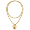 TEN MIRO 16k Gold Plated Chunky Gold Plated Necklace for Women Non Tarnish, 36'' /92cm Long Chunky Heart Necklace layered Puffy Heart Necklaces Long Thick Pendant Bold Statement Necklaces for Women Trendy - style: Chunky gold plated heart necklace