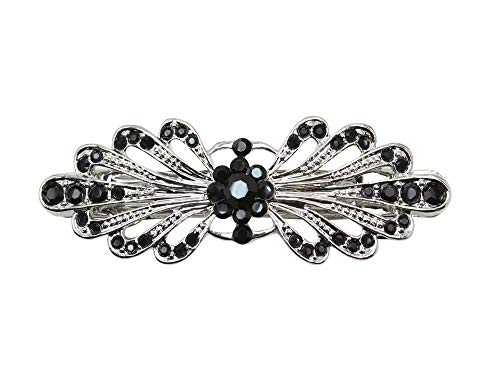 Faship Black Small Mini Floral Hair Barrette Clip - color: Black
