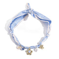 Scarf Long Fabric Colorful Silk Scarves Multi Pendant Necklace For Women Statement Boho Choker Twisted Ribbon Band Pearl Accent Heart Maple Leaf Bee Daisy Dragonfly Star Green Gem Charms - color: Blue Bow