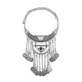 Bethynas Bohemian Ethnic Tribal Chunky Necklace Multilayer Long Tassel Turquoise Statement Neck Chain Retro Coin Gemstone Exaggerated Costume Accessories for Women - color: E-Black