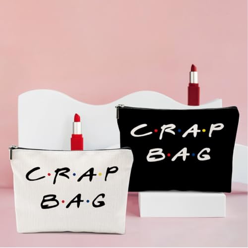 2 PCS Friend Gifts Makeup Bag, Best Friend Birthday Gifts, Funny Friends Theme Cosmetic Bags, Sister Christmas Graduation Friendship Gift for Women Men Best Friends Mom, Black White Travel Organizer - color: Multicolor 0082