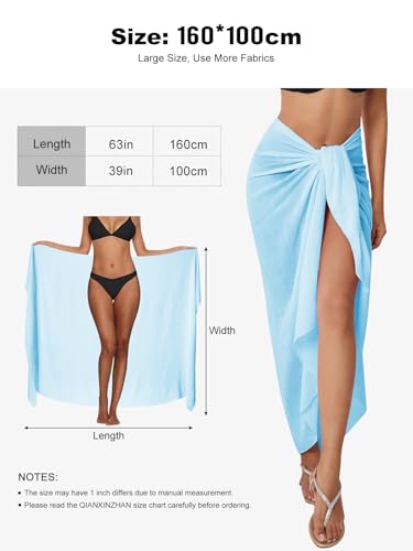 QIANXIZHAN Women's Swimsuit Cover Up,Beach Sarong Wrap Bottom Coverup for Women Short Skirt - color: 1light Blue